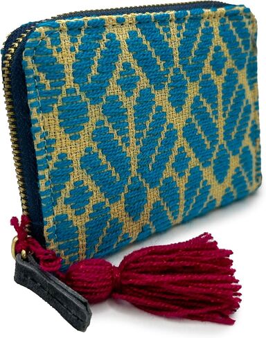 Wallet "Matilde", made by Jühue Artesanal, Handmade wallet made in Mexico, Blue wallet, Hand embroidery, Unique piece, Embroidered wallet, Mexican embroidery, Made in Mexico, Handmade in Saudi Arabia