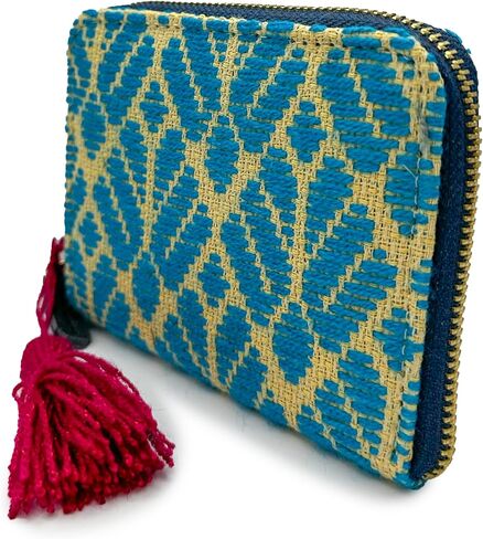 Wallet "Matilde", made by Jühue Artesanal, Handmade wallet made in Mexico, Blue wallet, Hand embroidery, Unique piece, Embroidered wallet, Mexican embroidery, Made in Mexico, Handmade in Saudi Arabia