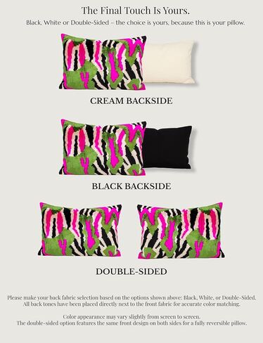 Green Pink Ikat Velvet Cushion Cover Bold Abstract Decorative Pillow in Saudi Arabia