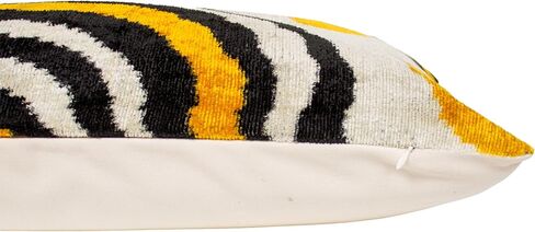 Yellow Black Ikat Velvet Pillow Cover Modern Geometric Decorative Cushion in Saudi Arabia