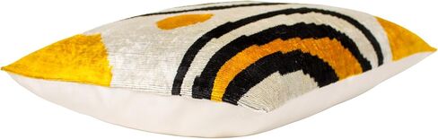 Yellow Black Ikat Velvet Pillow Cover Modern Geometric Decorative Cushion in Saudi Arabia