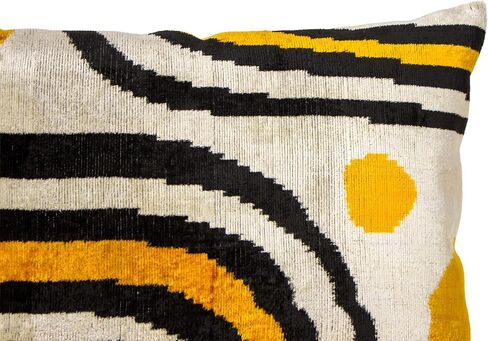 Yellow Black Ikat Velvet Pillow Cover Modern Geometric Decorative Cushion in Saudi Arabia