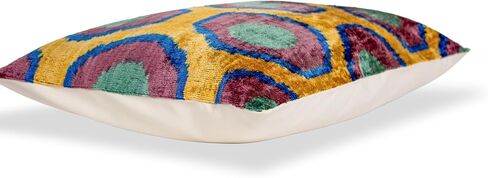 الخردل متعدد الألوان Ikat وسادة مخملية نمط دائري وسادة وسادة رمية‏ مزخرفة 12x20 Boho Home Accent in Saudi Arabia