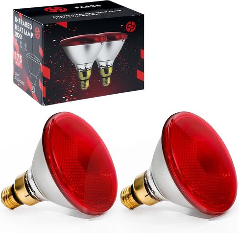Upgraded 175W PAR38 Heat Lamp for Chickens & Reptiles - E26 Brooder Heat Lamp, The heat conversion efficiencyreaches over 90%, Halogen Heat lamps for Chicks/Pets, Red Light (30-Day Warranty) 2 Pack in Saudi Arabia
