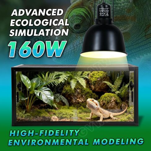 Reptile Light Fixture with Dimming Thermostat, Deep Dome Lamp Fixture with Temperature Controller for Reptile Heat Lamp Bulb, Max 160W. in Saudi Arabia