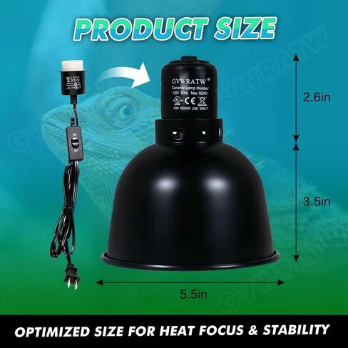 Reptile Light Fixture with Dimming Thermostat, Deep Dome Lamp Fixture with Temperature Controller for Reptile Heat Lamp Bulb, Max 160W. in Saudi Arabia