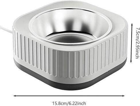 Heated Pet Bowl, 220ml Auto Thermostatic (95-104° F) Heated Water Bowl for Cats & Dogs, IP67 Waterproof Heated Dog Bowl with Anti-Chew Cord for Outdoor Winter Use (Chicken, Rabbit) (Yellow & White) in Kuwait
