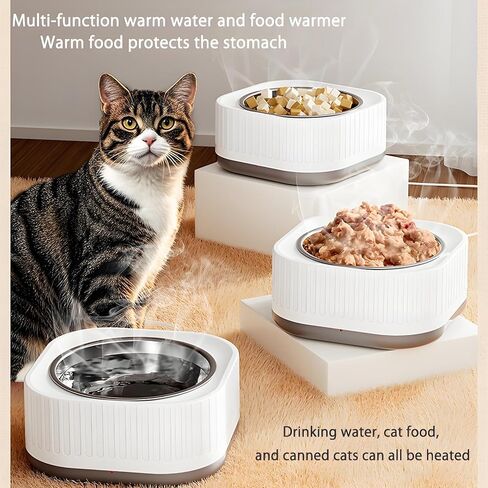 Heated Pet Bowl, 220ml Auto Thermostatic (95-104° F) Heated Water Bowl for Cats & Dogs, IP67 Waterproof Heated Dog Bowl with Anti-Chew Cord for Outdoor Winter Use (Chicken, Rabbit) (Yellow & White) in Kuwait