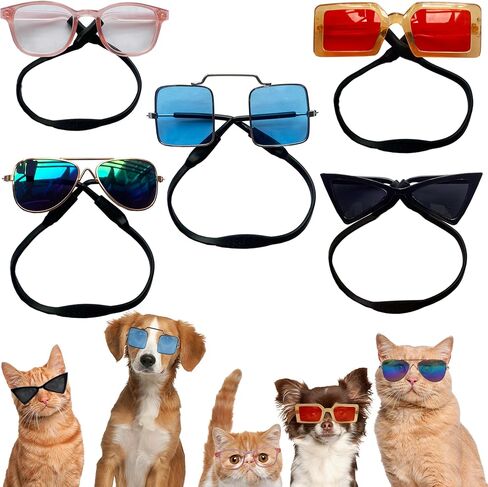 5 قطع نظارات شمسية كلاسيكية للكلاب والقطط، نظارات للحيوانات الأليفة للحماية من الأشعة فوق البنفسجية، نظارات عصرية لطيفة على شكل هيب هوب للحيوانات الأليفة من أجل الأزياء التنكرية والصور الدعائم لرحلة الطريق وعيد الميلاد in Kuwait
