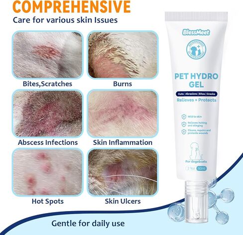 Pet Dog Wound Care Hydro Gel&Dog Hot Spot Gel -Cat Healing Aid for Wounds,Helps with Cuts,Bites,Ulcers & Burns,Relieves Skin Allergies& Itchy Skin,Dog First Aid Kits. Safe if Licked.2 Ounces. in Saudi Arabia