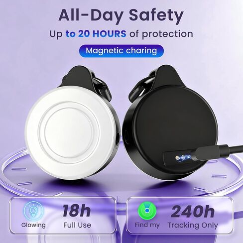 جهاز تعقب GPS 2 في 1 ومصباح للكلاب - مصباح LED ذكي لتتبع الحيوانات الأليفة لنظام iOS فقط - مصباح طوق للكلاب مقاوم للماء IP68 قابل لإعادة الشحن مع 6 أوضاع للمشي ليلاً - يعمل مع Apple Find My، بدون اشتراك in Kuwait