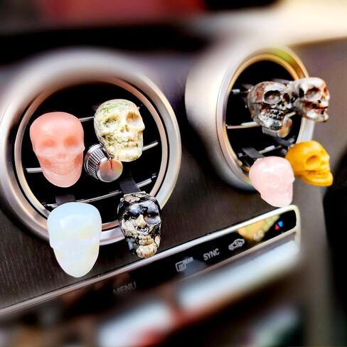 Crystal Car Vent Clips Crystal Skull Car Outlet Decoration, Natural Quartz car Parts,Charm car Crystal, car Gifts (obsidian) in Saudi Arabia