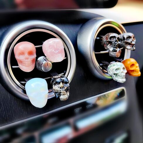 Crystal Car Vent Clips Crystal Skull Car Outlet Decoration, Natural Quartz car Parts,Charm car Crystal, car Gifts (obsidian) in Saudi Arabia