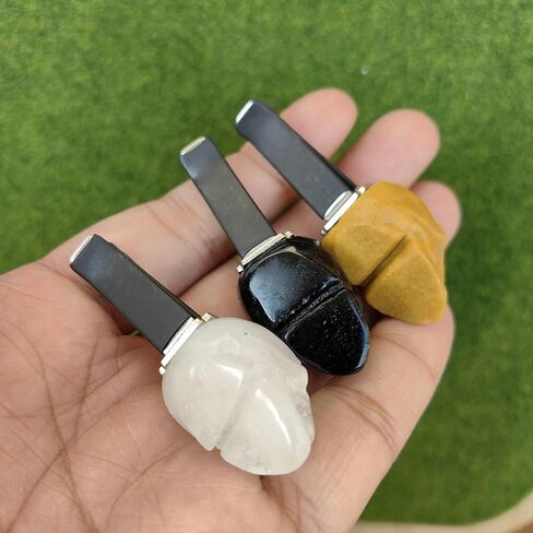 Crystal Car Vent Clips Crystal Skull Car Outlet Decoration, Natural Quartz car Parts,Charm car Crystal, car Gifts (obsidian) in Saudi Arabia