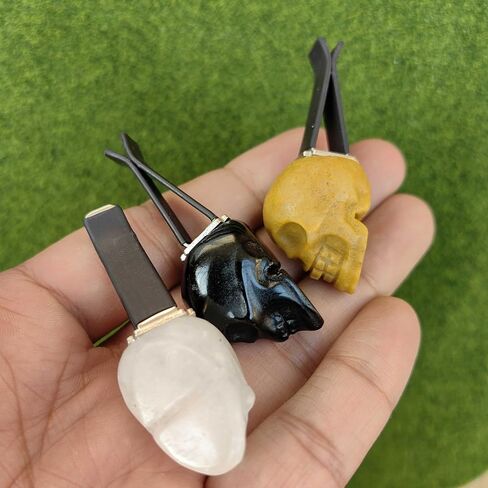 Crystal Car Vent Clips Crystal Skull Car Outlet Decoration, Natural Quartz car Parts,Charm car Crystal, car Gifts (obsidian) in Saudi Arabia