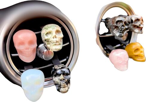 Crystal Car Vent Clips Crystal Skull Car Outlet Decoration, Natural Quartz car Parts,Charm car Crystal, car Gifts (obsidian) in Saudi Arabia