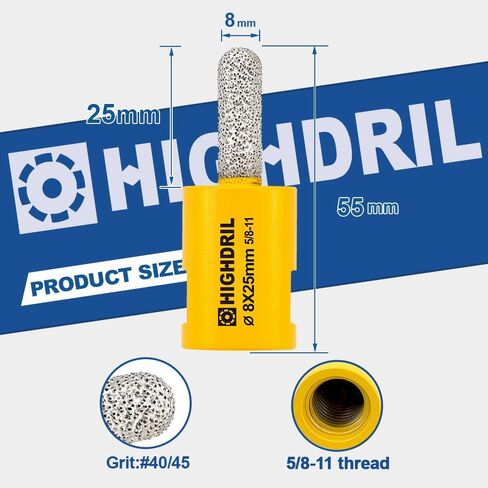 HIGHDRIL Diamond Mortar Raking Bit for Old Mortar,Blown,Damaged Bricks | 2pcs 5/16" x 1" (8mm x 25mm) 5/8-11 Thread Diamond Mortar Router for Old Mortar,Blown,Damaged Bricks or Natural Stone Removal in Saudi Arabia