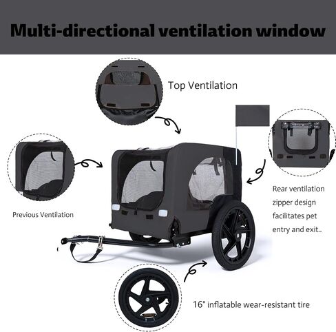 حاملة حيوانات أليفة قابلة للطي للدراجة الخلفية، مقطورة كبيرة للحيوانات الأليفة للدراجة، مقطورة دراجة شديدة التحمل في الهواء الطلق مع وصلة عالمية لركوب الدراجات في جميع التضاريس in Kuwait