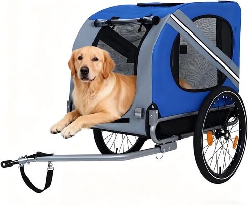 مقطورة دراجة للكلاب، حاملة الحيوانات الأليفة للكلاب، مقطورة دراجة كبيرة للكلاب، مناسبة للحيوانات الأليفة الكبيرة والمتوسطة والصغيرة، حاملة للكلاب، مع 3 أبواب، عجلات من الألومنيوم، علم السلامة، قابلة للطي للتخزين، 66 رطلاً in Kuwait