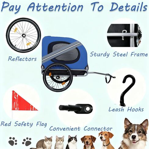 مقطورة دراجة للكلاب، حاملة الحيوانات الأليفة للكلاب، مقطورة دراجة كبيرة للكلاب، مناسبة للحيوانات الأليفة الكبيرة والمتوسطة والصغيرة، حاملة للكلاب، مع 3 أبواب، عجلات من الألومنيوم، علم السلامة، قابلة للطي للتخزين، 66 رطلاً in Kuwait