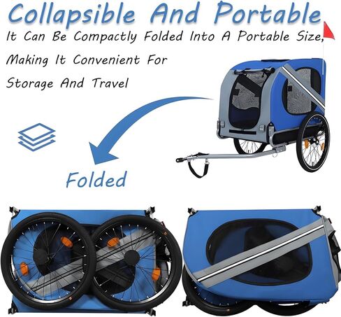 مقطورة دراجة للكلاب، حاملة الحيوانات الأليفة للكلاب، مقطورة دراجة كبيرة للكلاب، مناسبة للحيوانات الأليفة الكبيرة والمتوسطة والصغيرة، حاملة للكلاب، مع 3 أبواب، عجلات من الألومنيوم، علم السلامة، قابلة للطي للتخزين، 66 رطلاً in Kuwait