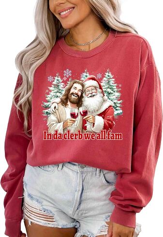 ألوان مريحة، سويت شيرت In Da Clerb We All Fam Jesus، قميص Coquette، تي شيرت نسائي للعطلات، قميص عطلة ريترو، تي شيرت للحفلات in Saudi Arabia