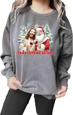 ألوان مريحة، سويت شيرت In Da Clerb We All Fam Jesus، قميص Coquette، تي شيرت نسائي للعطلات، قميص عطلة ريترو، تي شيرت للحفلات in Saudi Arabia