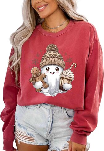 Comfort Colors, Christmas Cute Ghost Sweatshirt, Cute Ghost Gift, Ghost Iced Coffee Sweatshirt, Christmas Coffee Shirt in Saudi Arabia