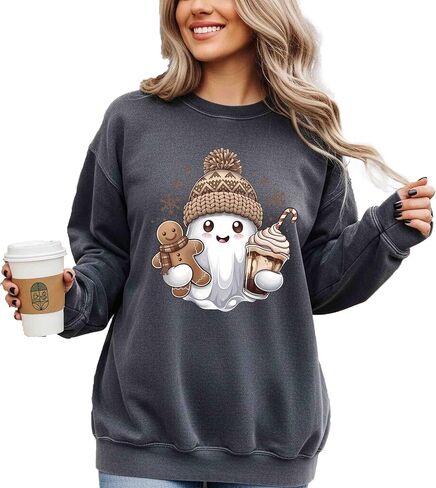 Comfort Colors, Christmas Cute Ghost Sweatshirt, Cute Ghost Gift, Ghost Iced Coffee Sweatshirt, Christmas Coffee Shirt in Saudi Arabia