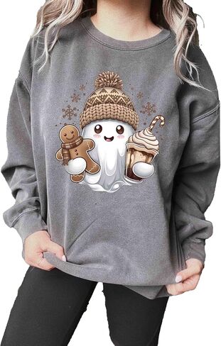 Comfort Colors, Christmas Cute Ghost Sweatshirt, Cute Ghost Gift, Ghost Iced Coffee Sweatshirt, Christmas Coffee Shirt in Saudi Arabia