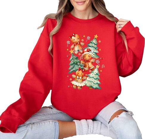 سويت شيرت Coquette Gingerbread، قميص موسم العطلات، قميص شجرة عيد الميلاد، قميص البسكويت، هدية عيد الميلاد in Saudi Arabia