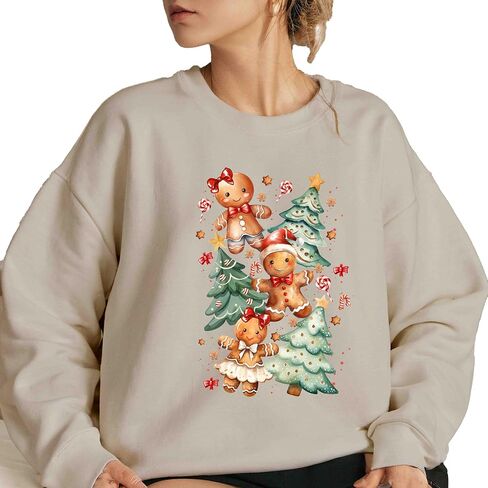 سويت شيرت Coquette Gingerbread، قميص موسم العطلات، قميص شجرة عيد الميلاد، قميص البسكويت، هدية عيد الميلاد in Saudi Arabia