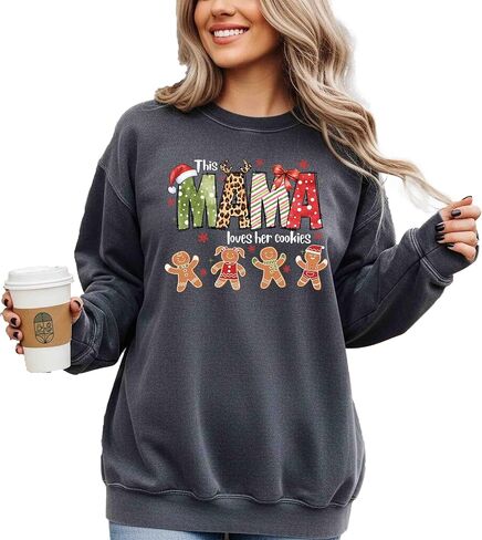 Comfort Colors, This Mama Loves Her Cookies Sweatshirt, Personalized Christmas Mama Shirt, Mama Holiday Shirt, Custom Gift, Gingerbread Shirt in Saudi Arabia