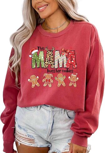 Comfort Colors, This Mama Loves Her Cookies Sweatshirt, Personalized Christmas Mama Shirt, Mama Holiday Shirt, Custom Gift, Gingerbread Shirt in Saudi Arabia
