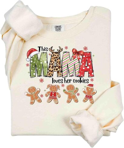 Comfort Colors, This Mama Loves Her Cookies Sweatshirt, Personalized Christmas Mama Shirt, Mama Holiday Shirt, Custom Gift, Gingerbread Shirt in Saudi Arabia