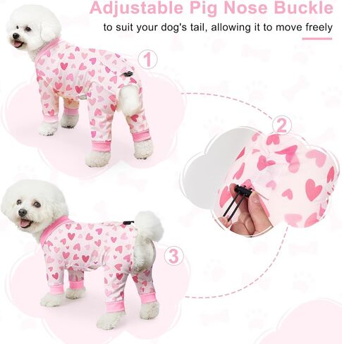 Bienbee Dog Pajamas, 4 Pack Cute Soft Dog Puppy Clothes Dogs Pjs Onesies Jammies Outfit Adjustable Breathable & Stretchy Clothes for Small Medium Large Dogs Girl Boy Puppy-M in Kuwait