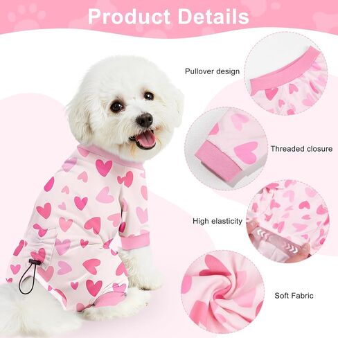 Bienbee Dog Pajamas, 4 Pack Cute Soft Dog Puppy Clothes Dogs Pjs Onesies Jammies Outfit Adjustable Breathable & Stretchy Clothes for Small Medium Large Dogs Girl Boy Puppy-M in Kuwait
