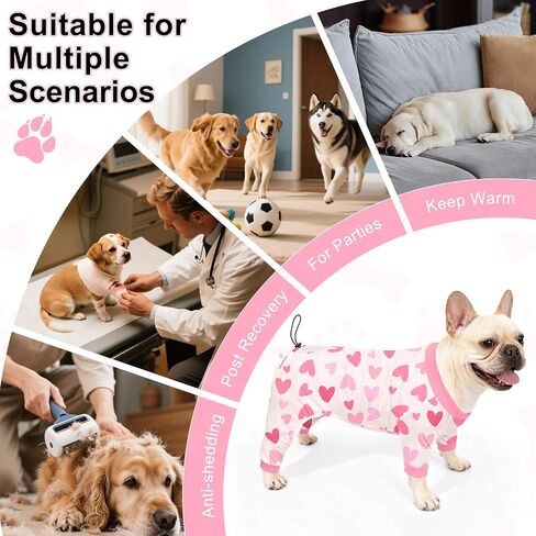Bienbee Dog Pajamas, 4 Pack Cute Soft Dog Puppy Clothes Dogs Pjs Onesies Jammies Outfit Adjustable Breathable & Stretchy Clothes for Small Medium Large Dogs Girl Boy Puppy-M in Kuwait