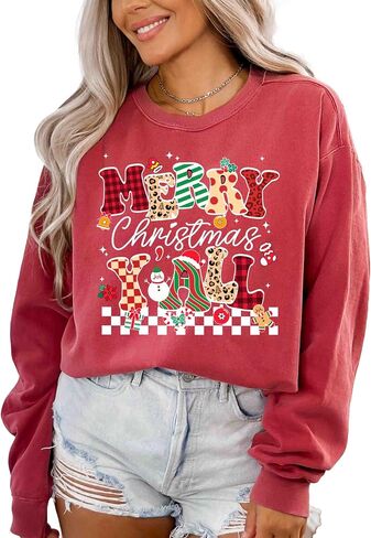 ألوان مريحة، سويت شيرت Merry Christmas Y'all، قميص Merry Christmas Yall، قمصان عيد الميلاد المتطابقة مع العائلة Merry Cute in Saudi Arabia