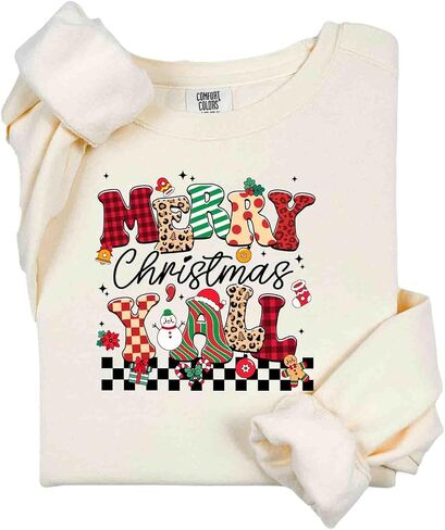 ألوان مريحة، سويت شيرت Merry Christmas Y'all، قميص Merry Christmas Yall، قمصان عيد الميلاد المتطابقة مع العائلة Merry Cute in Saudi Arabia
