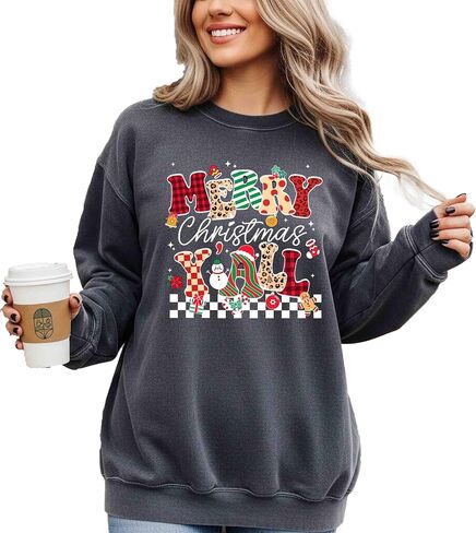 ألوان مريحة، سويت شيرت Merry Christmas Y'all، قميص Merry Christmas Yall، قمصان عيد الميلاد المتطابقة مع العائلة Merry Cute in Saudi Arabia