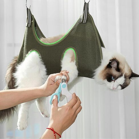 1 Piece Cat Sling with 2 Hooks, Cat Bathing Bag, Dog Grooming Hammock, Lanyard for Nail Trimming and Bathing and Grooming for Dogs and Cats in Saudi Arabia