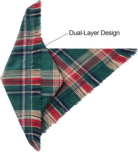 2 PCS Christmas Dog Bandanas with Tassels, Two-Sided Classic Red & Green Plaid Dog Apparel & Accessories, Trendy & Country Triangle Holiday Pet Scarf & Photo Prop for Medium, Large Dogs(Large) in Saudi Arabia