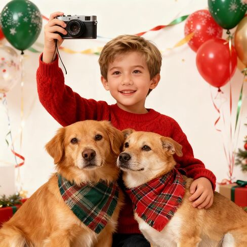 2 PCS Christmas Dog Bandanas with Tassels, Two-Sided Classic Red & Green Plaid Dog Apparel & Accessories, Trendy & Country Triangle Holiday Pet Scarf & Photo Prop for Medium, Large Dogs(Large) in Saudi Arabia