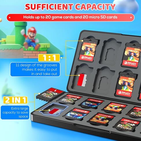 حالة تخزين بطاقة اللعبة لـ Nintendo Switch ، فتحات بطاقة 12 لعبة وفتحات بطاقة SD Micro 12 ، حامل سفر واقعي ، قذيفة صلبة ، بطانة سيليكون ناعمة ، إغلاق مغناطيسي in Kuwait