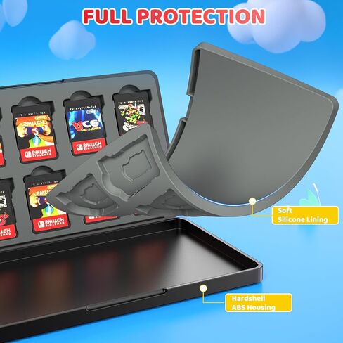 حالة تخزين بطاقة اللعبة لـ Nintendo Switch ، فتحات بطاقة 12 لعبة وفتحات بطاقة SD Micro 12 ، حامل سفر واقعي ، قذيفة صلبة ، بطانة سيليكون ناعمة ، إغلاق مغناطيسي in Kuwait