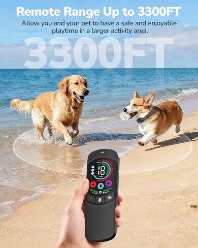 Dog Shock Collar with Remote Control, 3300FT Dog Training Collar with Beep/Vibration/Shock, Security Lock, IPX8 Waterproof Ecollar Rechargeable for Small Medium Large Dogs in Saudi Arabia