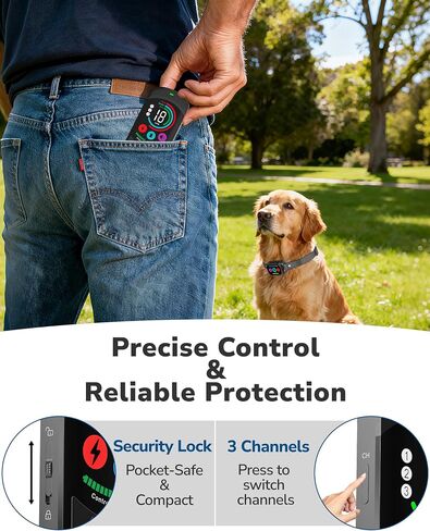 Dog Shock Collar with Remote Control, 3300FT Dog Training Collar with Beep/Vibration/Shock, Security Lock, IPX8 Waterproof Ecollar Rechargeable for Small Medium Large Dogs in Saudi Arabia
