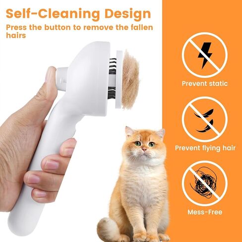Pet Hair Removal Comb,3-in-1 Cat Brush For Shedding, 2025 New Model,Silent Painless Massage Cleaning Grooming Tool for Cats and Dogs Shedding,with Water Tank and Release Button(Pink) in Kuwait