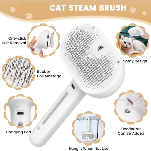 Pet Hair Removal Comb,3-in-1 Cat Brush For Shedding, 2025 New Model,Silent Painless Massage Cleaning Grooming Tool for Cats and Dogs Shedding,with Water Tank and Release Button(Pink) in Kuwait